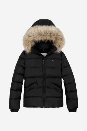 Tommy Hilfiger Essential dunpälshuvajacka - Svart